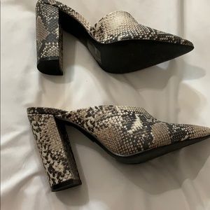 Snake print mules
